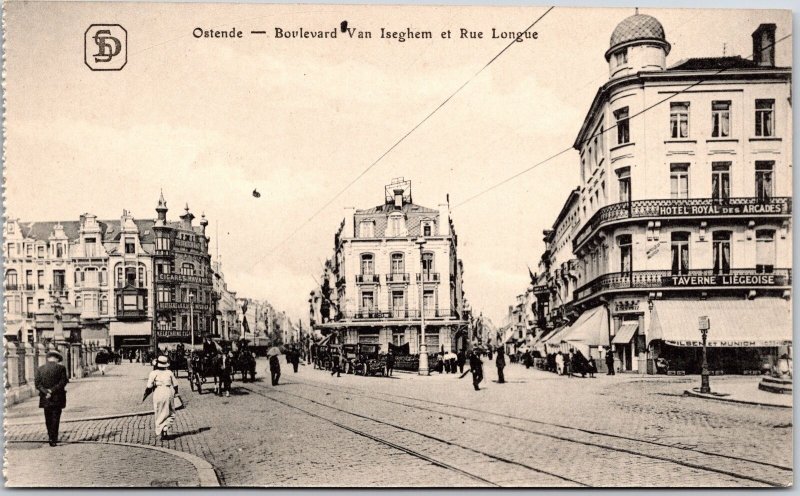 Ostende Boulevard Van Iseghem Et Rue Lougne Ostend Belgium Postcard