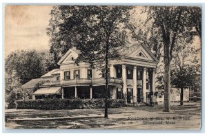 1912 Residence of Mrs. W.E. Wood Greenfield Massachusetts MA Antique Postcard