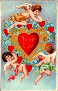 Be My Valentine Cupids Red Hearts 1912