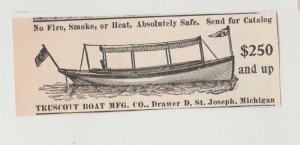 1896 Print Ad Truscott Boat Mfg Co,  Joseph Michigan 2 15/16 x 1 1/16