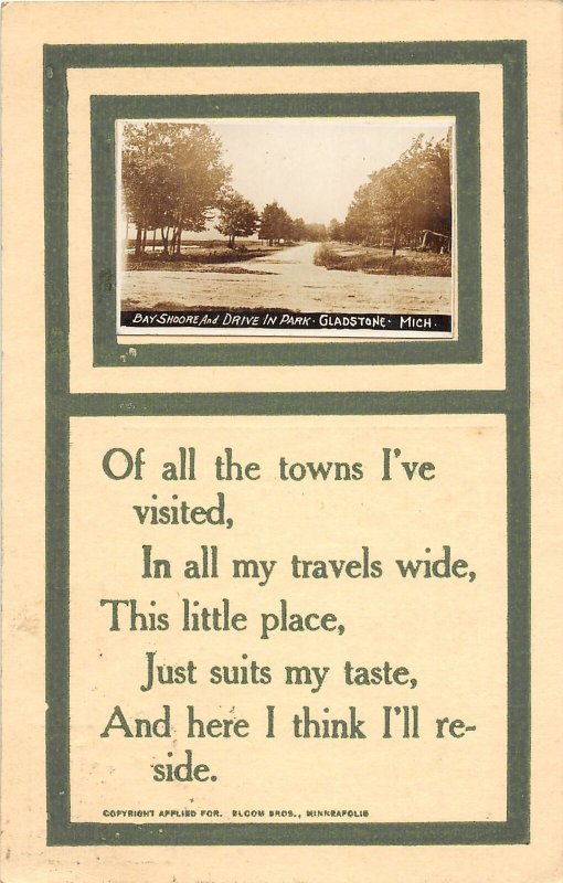 G24/ Gladstone Michigan RPPC Postcard 1912 Bay Shore Drive In Park