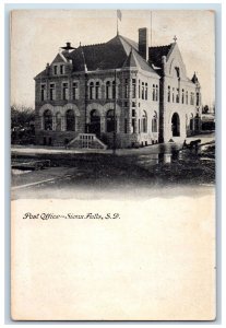 c1905 Post Office Building View Dirt Road Horse Carriage Sioux Falls SD Postcard