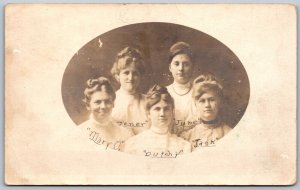 Postcard RPPC c1907 PMK Ames Iowa Studio Photo of 5 Nicknamed Ladies