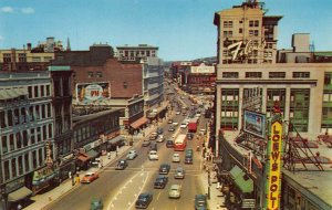 Worcester MA Business District Storefronts Loew's Poli Theatre Sign Postcard