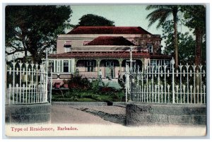 c1910 House View Type of Residence Barbados Unposted Antique Postcard