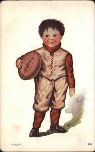 Little Boy Football Player with Football c1910 Vintage Postcard