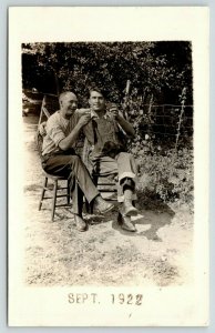 RPPC This Is My Uncle George; We're Just Relaxing, Sipping Some Spirits~1922 PC 