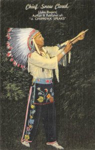 CHIEF SNOW CLOUD Chippewa Indian Native Americana MN c1940s Vintage Postcard