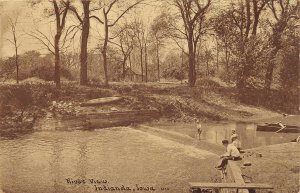 H68/ Indianola Iowa Postcard c1910 River View Kids Dam  10