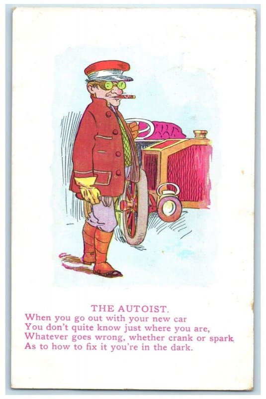 1913 The Autoist Man Cigarette Car Greene Iowa IA Posted Antique Postcard