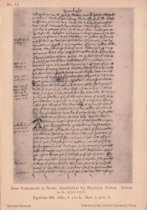Scots New Testament Murdoch Nisbet Antique 14th Century Bible Old Postcard