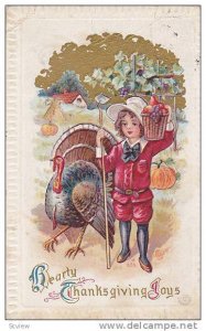 Hearty Thanksgiving Joys, Child harvesting, wild turkey, PU