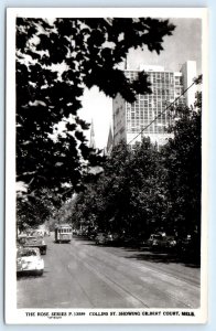 RPPC MELBOURNE, Australia ~ COLLINS STREET & Gilbert Court c1950s Cars  Postcard