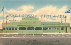 Postcard New Jersey Bordentown Grill Bar Advertising 1940s Teich linen 23- 1918 