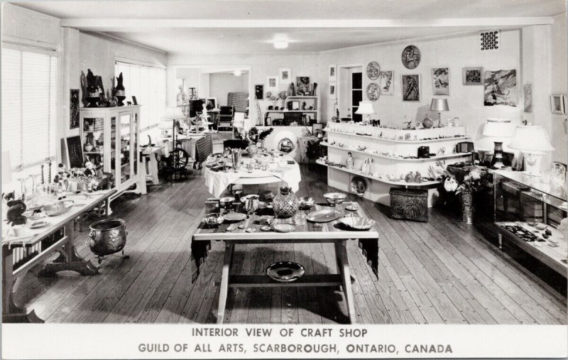 Scarborough Ontario Guild Of All Arts Interior of Craft Store RPPC Postcard H8