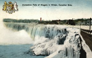 Vintage Postcard 1931 Horseshoe Falls of Niagara in Winter Canadian Side NY