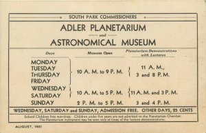 1931 Adler Planetarium And Astronomical Museum Program Card