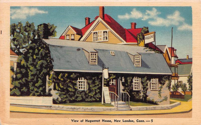 View of Huguenot House, New London, Connecticut, Early Linen Postcard, Unused