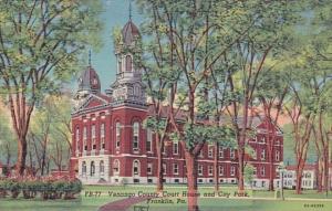 Pennsylvania Franklin Venango County Court House and City Park 1950 Curteich