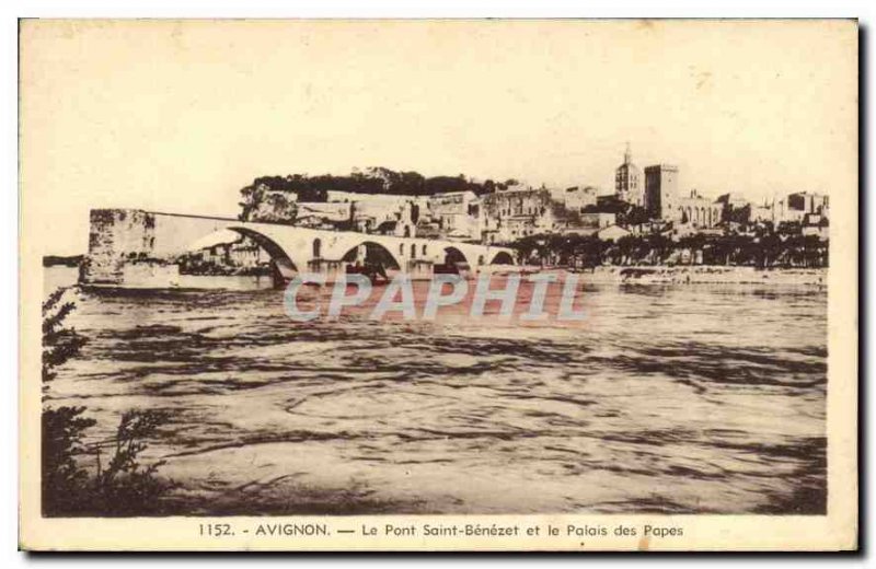 Old Postcard Avignon Pont Saint Benezet and the Palais des Papes