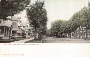 Postcard Corner of Jefferson and Sixth Street in Goshen, Indiana~130543