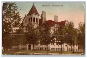 New London Wisconsin Postcard High school Exterior Building 1910 Vintage Antique