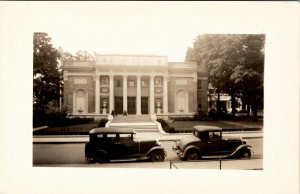 RPPC Brockton Massachusetts War Memorial Building Old Cars c1920s Postcard U20