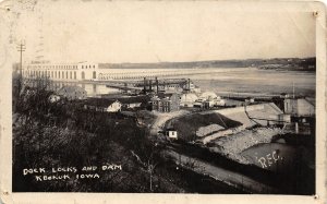 H53/ Keokuk Iowa RPPC Postcard 1924 Dock Locks and Dam River