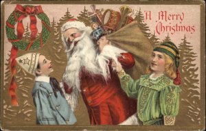 Christmas Children Ethnic Costumes Santa Claus c1910 Vintage Postcard