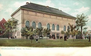 Vintage Postcard Front View Art Museum Building Worcester Massachusetts MA