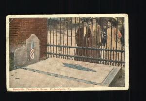 Old Postcard..Benjamin Franklin's Grave-Philadelphia,PA