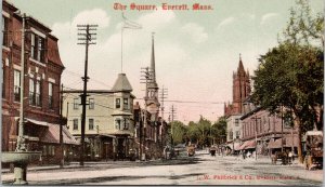 The Square Everrett MA Mass UNUSED Philbrick Postcard F51