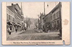 J97/ West Newton Pennsylvania Postcard c1910 Main Street Stores  428