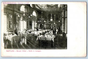 Naples Campania Italy Postcard Grand Hotel Salle A Manger Dining Room c1905