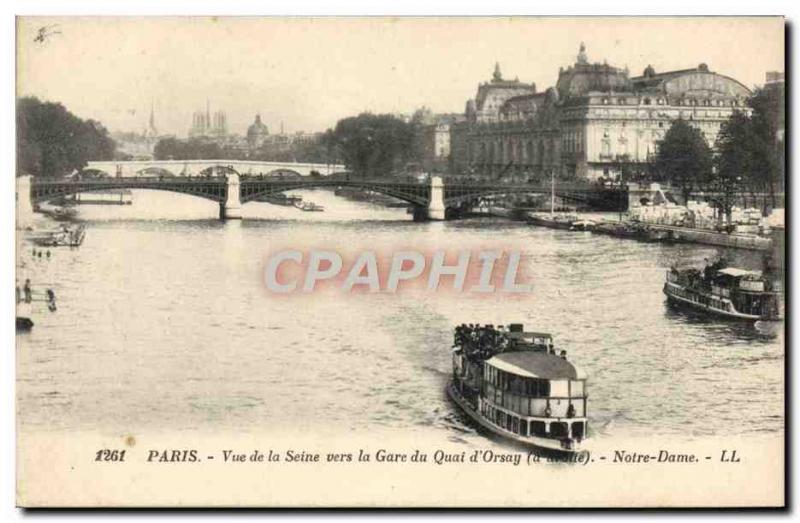 Old Postcard Paris View Of The Seine To The Gare Du Quai d & # 39Orsay Notre ...