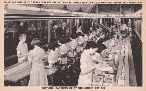 Postcard Bottling Line Hiram Walker Exhibit Century Progress 1934 Canadian Club