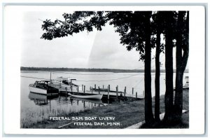 c1940 Federal Dam Boat Livery Federal Dam Minnesota Antique RPPC Photo Postcard