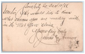 c1880's Meeting Letter Johnson and Arouson Sioux City Iowa Postal Card