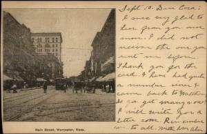Worcester MA Main Street c1900 Private Mailing Card