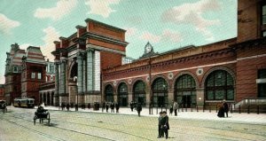 Circa 1900-07 North Union Stations, Trolly, Boston, Mass Vintage Postcard P17