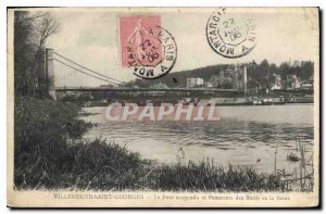 Old Postcard Villeneuve Saint Georges The suspended and Panorama Bridge Banks...