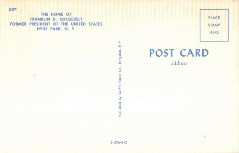 President Franklin D. Roosevelt Home Hyde Park, New York Postcard 10C1-423