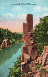 Vintage Postcard Devil's Chair Maltese Cross Interstate Park St. Croix Falls WI 