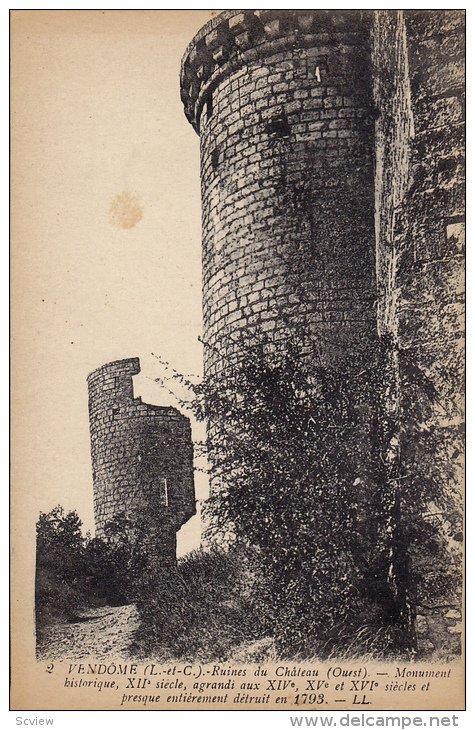 Ruines Du Chateau (Ouest), Monument Historique, VENDOME (Loir et Cher), Franc...