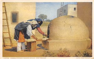 Pueblo women baking bread New Mexico, USA Indian 1932 