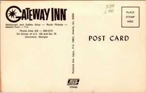 Vtg Gateway Inn Hotel Restaurant Coffee Shop Cleveland Georgia GA Postcard