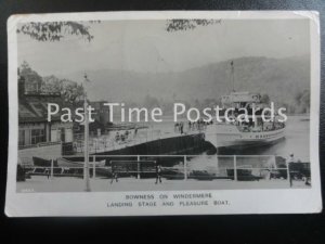 Cumbria LANDING STAGE & PLEASURE BOAT Bowness on Windermere c1946 RP by Aero Pic