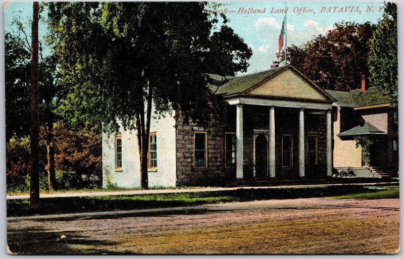 Holland Land Office Batavia New York NY Road View and the Building Postcard