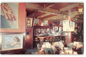 DOMINO CLUB Nude Paintings SAN FRANCISCO Restaurant Bar 1950s Risque Postcard