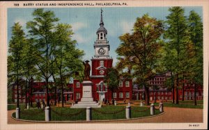 Barry Statue and Independence Hall, Philadelphia, Pa.  PC